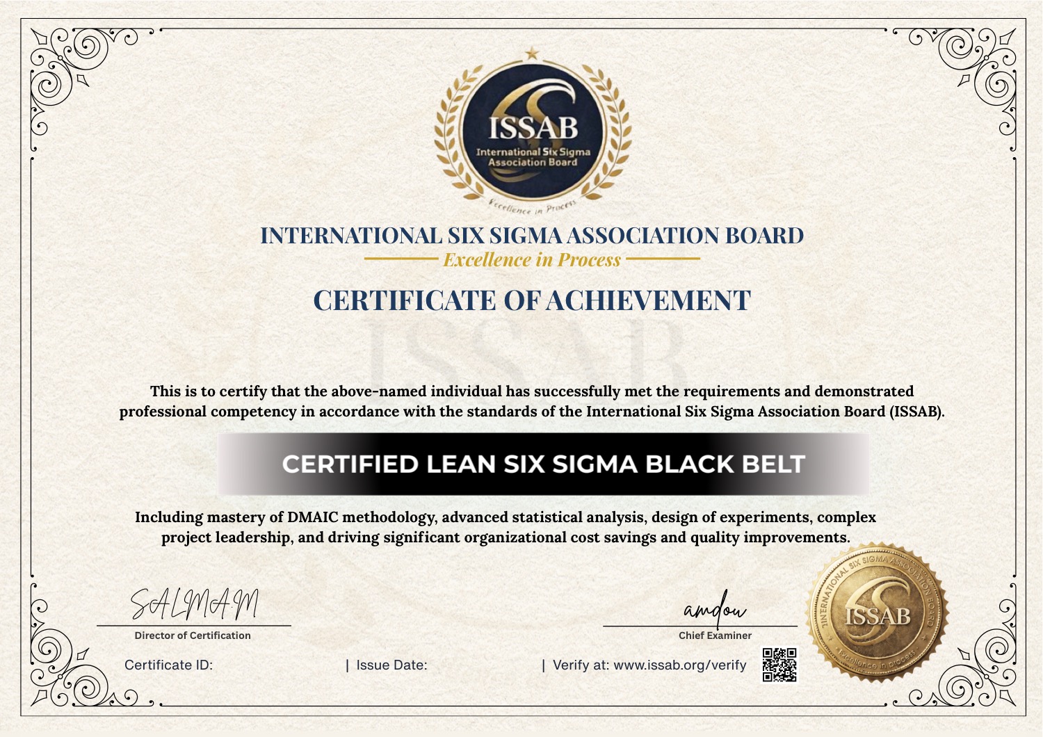 ISSAB Lean Six Sigma Black Belt Certificate
